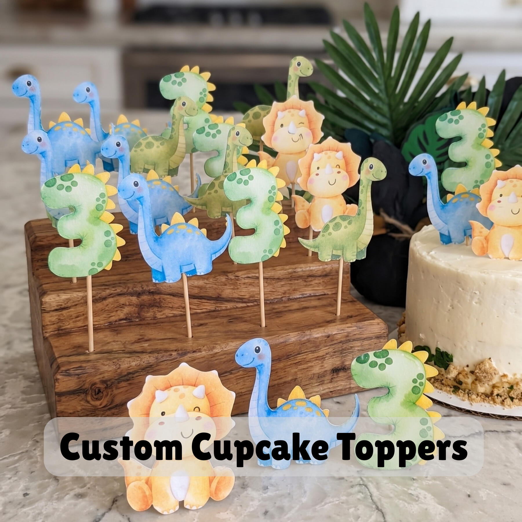 Cute dino cupcake toppers dino toppers